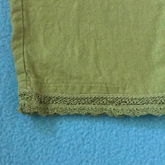 TERRAMODA crop crocheted details vintage pants chartreuse size M - Picture 6 of 12